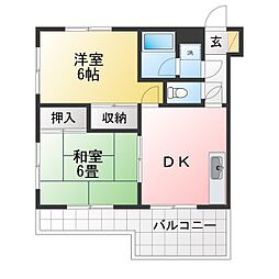 ラ・ベルハイツ 2DKの間取図画像