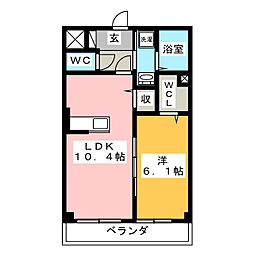 SAKURA武蔵中原 1LDKの間取図画像