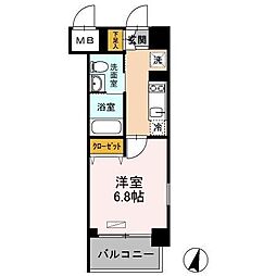 カスタリア武蔵小杉 1Kの間取図画像