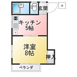 アパート 1DKの間取図画像