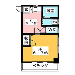 パーク・ヴェル 1Kの間取図画像