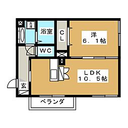 ProceedTaki 1LDKの間取図画像