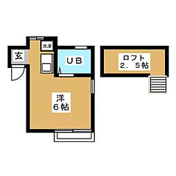 ヒルトップ井田 ワンルームの間取図画像