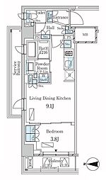 ラティエラ武蔵小杉 1LDKの間取図画像