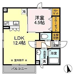ProceedTaki 1LDKの間取図画像