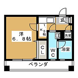 VILLENEUVE 1Kの間取図画像