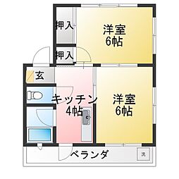 マンション桑島 2Kの間取図画像
