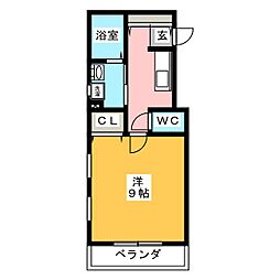 ヴェル・フルリール 1Kの間取図画像