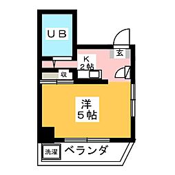 柳沢ハイツ ワンルームの間取図画像