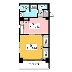 グリーンハウス 1DKの間取図画像