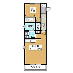 サンテラス市ヶ尾 1LDKの間取図画像