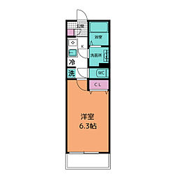 Amourあざみ野 1Kの間取図画像