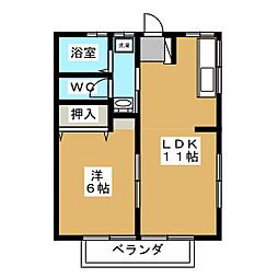 第8もえぎ野ハイツ 1LDKの間取図画像