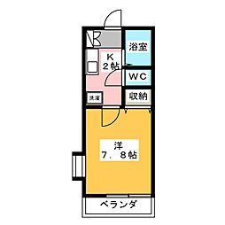 グリーンクレスト 1Kの間取図画像