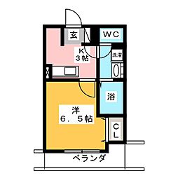シグネチャー藤が丘 1Kの間取図画像