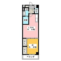 プルメリア 1LDKの間取図画像