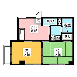 青葉台アベニュー 2DKの間取図画像