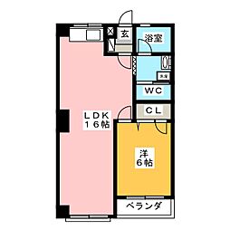 吉浜マンション 1LDKの間取図画像