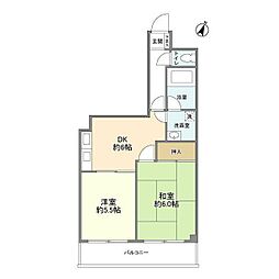 第2内匠マンション 2DKの間取図画像