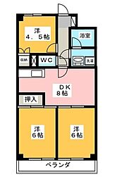 カーサー・ウチノ 3DKの間取図画像