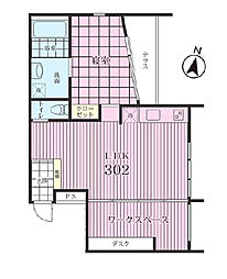 アイビットビル 302 3階1LDKの間取り