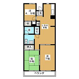 西山第9エルム大倉山 3LDKの間取図画像