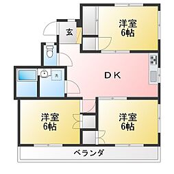 ガーデンハイム綱島 3DKの間取図画像