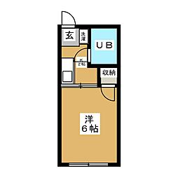 シティハイムセキネ 1Kの間取図画像