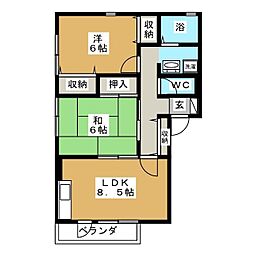 ラ・メール日吉A棟 2DKの間取図画像
