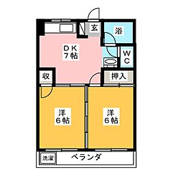 第四西山ビル 2DKの間取図画像