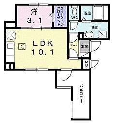 カーサ アヴァンツァーレ 1LDKの間取図画像