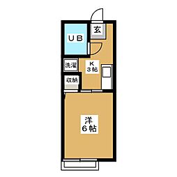 グリーンヒル1 1Kの間取図画像
