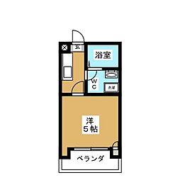 石橋パークハイツ 1Kの間取図画像
