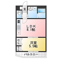 EVERA大倉山 1LDKの間取図画像