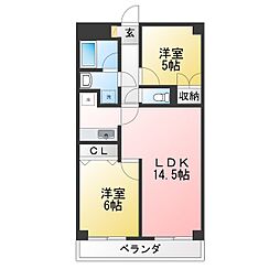 リバーヒルズマンション 2LDKの間取図画像