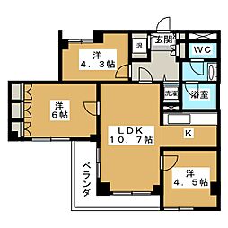 リエス綱島 3LDKの間取図画像
