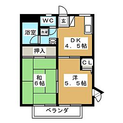 ドエル・アルス神大寺2 2DKの間取図画像
