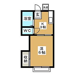 カーサー小西 1Kの間取図画像