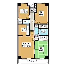 プランジュール神大寺 3LDKの間取図画像