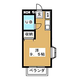 ヒルトップアサヌマ ワンルームの間取図画像