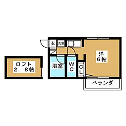 クレドアネックス白楽 ワンルームの間取図画像