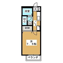 クラッピングハウス 1Kの間取図画像