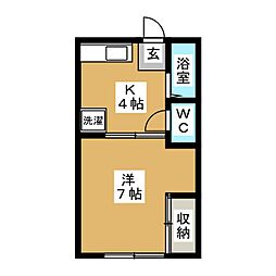 グリーンハイツ 1Kの間取図画像