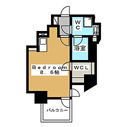 ザ・パークハビオ横浜東神奈川 ワンルームの間取図画像