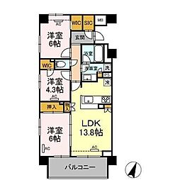 ザ・パークハウス横浜大口A棟 3LDKの間取図画像