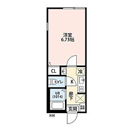 Venus Lagoon三枚町 1Kの間取図画像