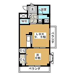 クレイドル片倉 1LDKの間取図画像
