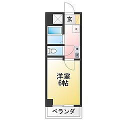 アムールフジ 1Kの間取図画像