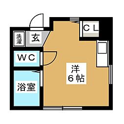 フルール・デ・シャン2 ワンルームの間取図画像