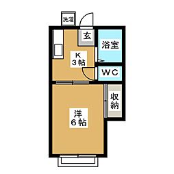 カーサー小西 1Kの間取図画像